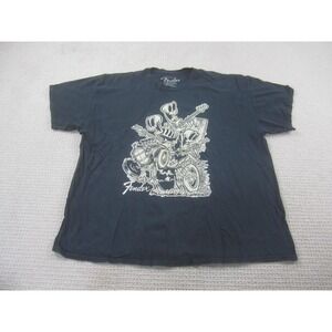 Fender Shirt Mens 2XL‎ Black Skeleton Hot Rod Graphic Rock N Roll Guitar T Shirt